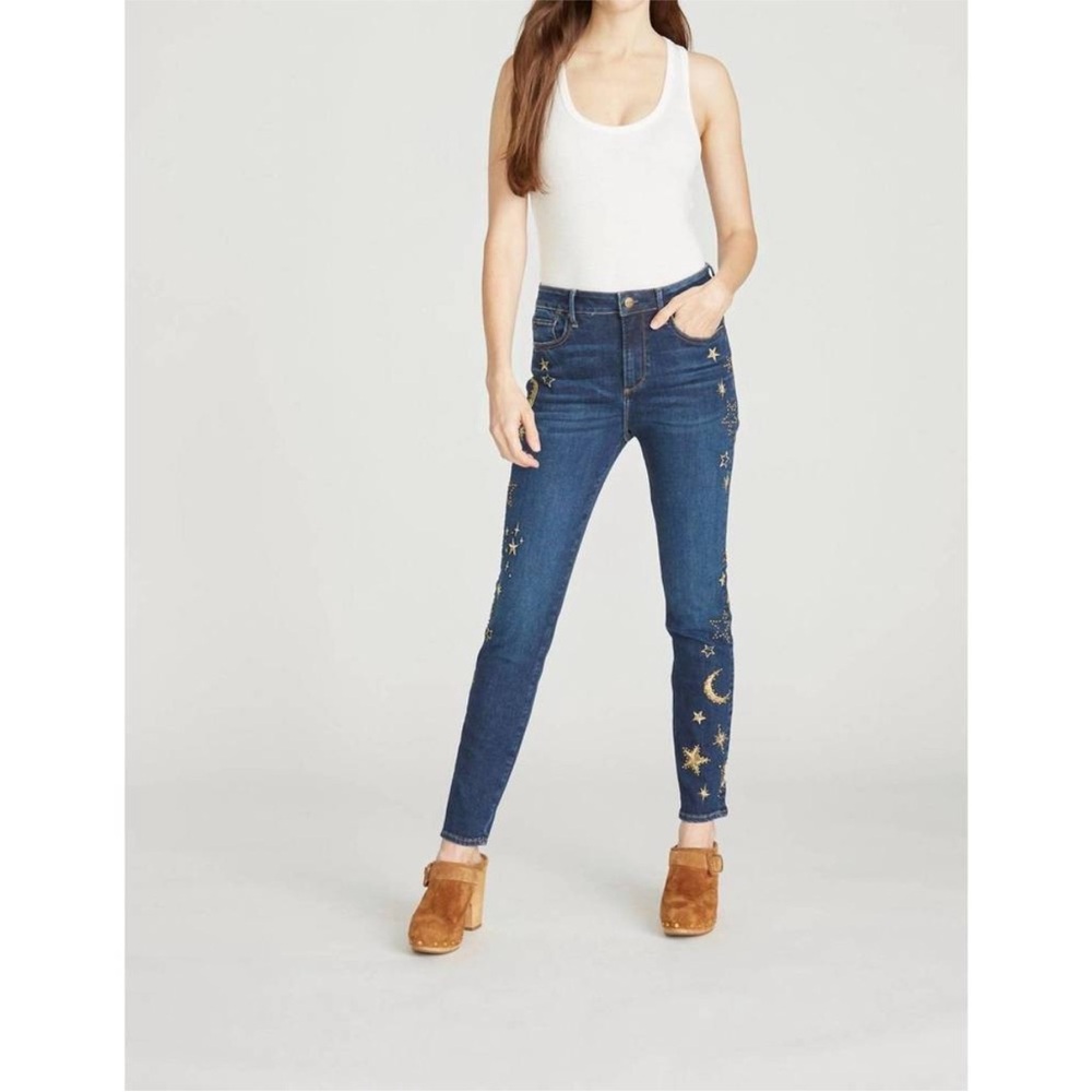 DRIFTWOOD Jackie High Rise Skinny Jeans in Celestial Studded Dark Wash NWT